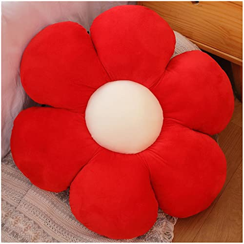LANFIRE Kissen mit Blumen Bodenkissen Sitzkissen im Innenhof Dekokissen aus Plüsch Sitzkissen (30CM, Rot)