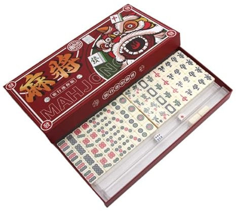 Paucator Mini Mahjong Set Reise Mahjong Spielset mit Box Chinese Mah Jong Set Mayong Spiele Set
