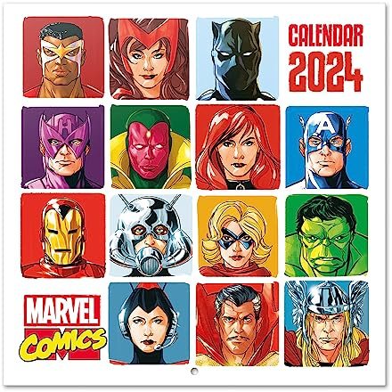 Grupo Erik Kalender 2024 Wandkalender 2024 - Marvel Kalender 2024 Familienplaner 30 x 30 cm Jahreskalender 12 Monate