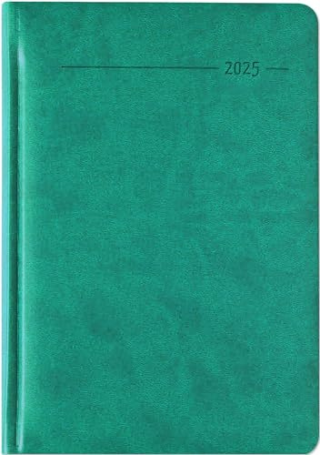Zettler - Buchkalender Tucson 2025 türkis, 15x21cm, Taschenkalender mit 416 Seiten mit 1 Tag auf 1 Seite, Adressteil, Notizbereich, Monatsübersicht, Mondphasen und internationales Kalendarium