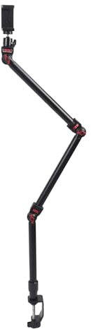JTLB Articulating Arm, 3 Section Adjustable Detachable 1/4inch 3/8inch 5/8inch Screw 360° Ball Head C Clamp Aluminum Overhead Camera Mount Desk Stand