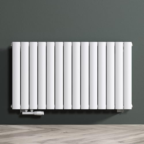 Mai & Mai Radiador Vertical de Agua Caliente 108x60cm Diseño Tubular Moderno, Doble Capa, Color Blanco, Fabricado en Acero de Alta Calidad, Calefacción Eficiente para Baño o Salón