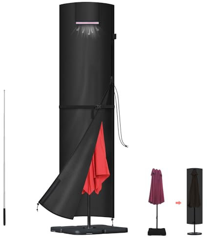 LAMUNI Garden Parasol Cover Waterproof Patio Umbrella Covers Large Cantilever Parasol Cover 420D Oxford Garden Parasol Umbrella Cover fit 3 to 4m Diameter Outdoor Umbrella Parasol, 230x65/65cm