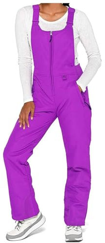 HAOLEI Damen Schnee Skibekleidung, Warmer Und Bequemer Overall Wasserdicht, Winddicht, Isoliert, Latzhose, Skihose, Violett, M