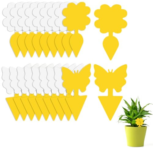 Flintronic Fruit Fly Traps, 20 Pack Yellow Double-sided Fungus Gnat Sticky Catcher, Double-Sided Fly Catchers, for Protect Plants and Control Multiple Insects