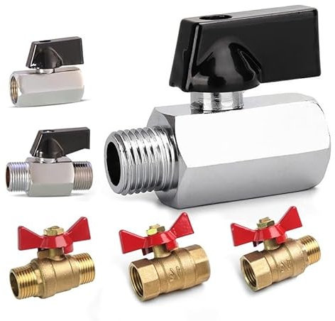 AQXYWQLL Messing-Kugelhahn for Luftkompressor, Wasser, Gas, Öl, Absperrventil, 1/8 Zoll, 1/4 Zoll, 3/8 Zoll, 1/2 Zoll BSP, Mini-Gewinde, männlich zu weiblich(1/2,FEMALE TO FEMALE_RED)