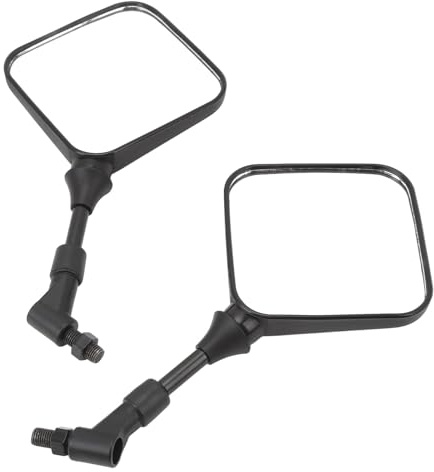 Coppia di Specchietti Retrovisori Quadrati per Moto Regolabili 360 Gradi Universali M10 Vetro Ferro ABS