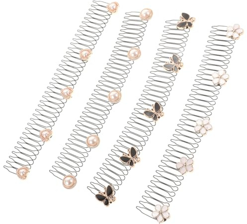 U Shape Hair Finishing Fixer Combs Zinc Alloy 4pcs Side Combs