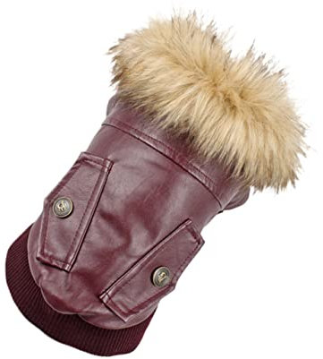 COLLBATH Pu Wintermantel Für Große Hunde Warmer Haustiermantel Mit Pelzkragen Hundekleidung Für Outdoor-aktivitäten Robuste Qualität Für Langlebigkeit