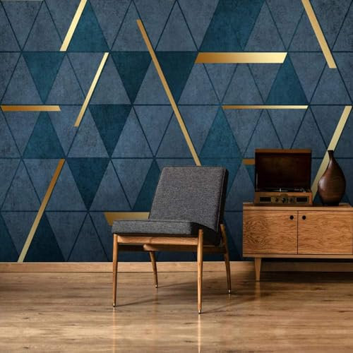 Abstrakt Geometrisch Retro Gold Linie 3D Tapete Tapeten Büro Wohnzimmer Sofa Schlafzimmer TV Hintergrund Wand Dekoration-150cm×105cm