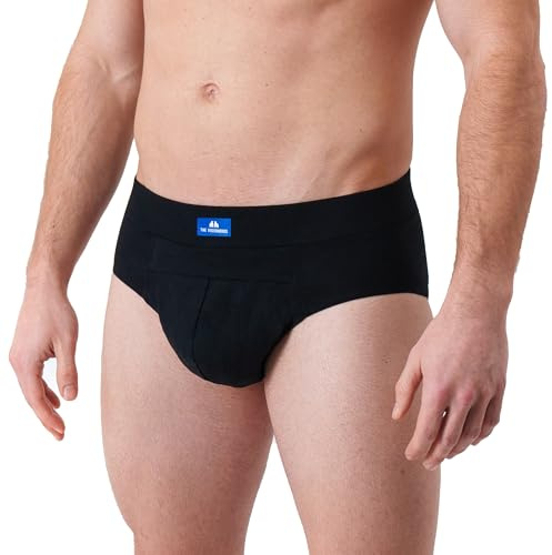 Inkontinenz Slip Herren – Inkontinenz Pants Männer mit Blasenschwäche | patentiertes Zwei-Kammern-System zum Einlegen von Pads bis Level 3 | diskret, waschbar, atmungsaktiv (Schwarz, XL)