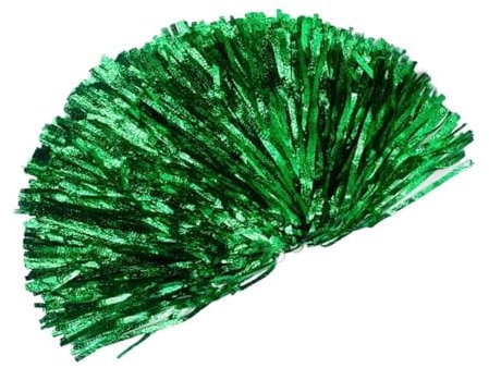 ESMENATZLS Cheerleader-Pompons für Kinder und Erwachsene, lichtecht, metallisch, Luftschlangen, Cheerleader, Handblumen, Tanzen, Teamsport, 4 Stück, Grün 2, 4 Stück