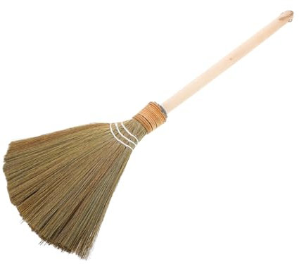 KICHOUSE Large Straw Broom Detachable Handle 74cm 0.28kg Bamboo Soft Bristle Floor Sweeper Broom for Home Cleaning and Boys and Girls Play in Living Room Garden
