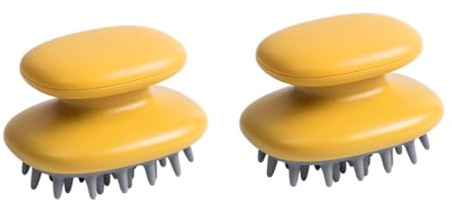 Ipetboom 2stücke Handheld Shampoo Massagekamm Tragbarer Haarstyling Kamm Für Kopfhautmassage Und Tiefenreinigung Für Zu Hause Gelb