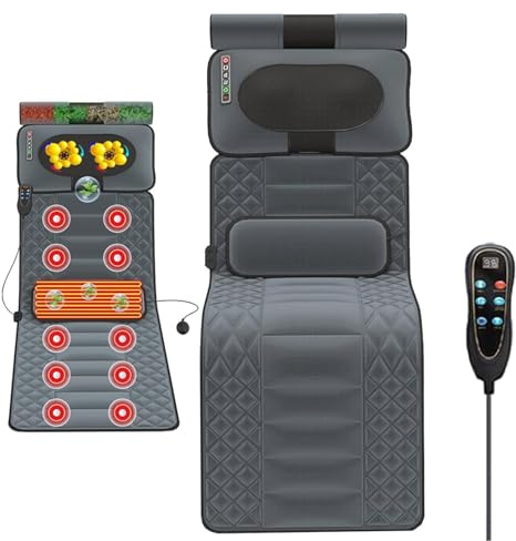 Full Body Massage Mat with 20 Vibrating Heads, Foldable Electric Heated Mattress Pad for Cervical Back Lumbar Leg Pain Relief