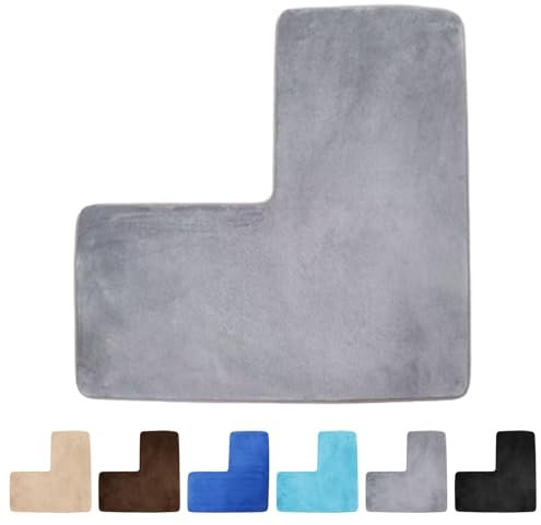 Generico Tappetino da Bagno a Forma di L, Tappetino angolare per Doccia, in Morbido Pile di Corallo, Antiscivolo, Assorbente, Lavabile, per Vasca da Doccia Quadrata, WC, Uso Domestico e Spa