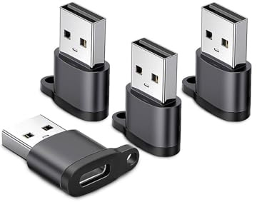 USB C to USB Adapter 4 Pack, USB 3.0 Type C Female to USB A Male Converter, Compatible with MacBook, iPhone 16/15/14, iPad, Apple Watch 10/9/8, Smartphone, Galaxy S24/S23/A34, AirPods, Tablet, Laptop