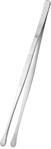 sourcing map 12 Inch Fine Tweezer Tongs Extra-Long Stainless Steel Non-Slip Kitchen Cooking Tweezers Tongs with Round Tip for Repairing Roasting Barbecue Baking