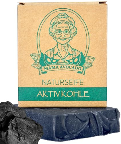 Aktiv Kohle Seife | Naturseife für Haut & Haare | Duschseife 100g | Frei von Parabene & Palmöl, Porenreinigend & Entfettend, Hautschonend, Pflegend, Handgemachte Ganzkörperseife, Naturkosmetik