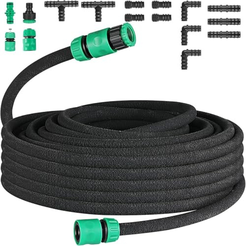 DEJIN Tropfschlauch Set, Perlschlauch Für Tropfbewässerung, Gartenschlauch für Bewässerung, Gärten, Rasen, Terrassen(30m)