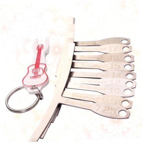 Milisten 9piezas Galgas Metálicas Para Radio De Diapasón Herramienta Luthier Duradera Con Marcas Grabadas Para Guitarra Acústica Eléctrica Incluye Llavero Color Aleatorio