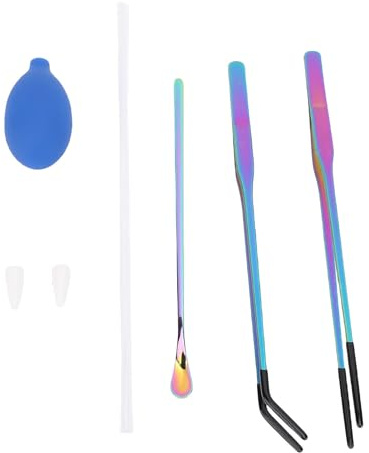 Fyearfly Aquarium Pinzette Set, Lange Edelstahl Pinzette mit Silikon-Spitze, Rutschfester Griff, für Futter, Pflanzen & Pflege, Terrarium Zubehör, Futterpinzette für Reptilien
