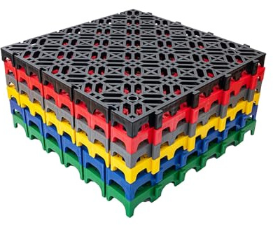 Tapis De Sol Modulaire Avec Système De Drainage, Dalles De Garage Emboîtables, Revêtement De Sol En Polypropylène (PP) De 3 Cm D'épaisseur Avec Jointure(16 pieces)