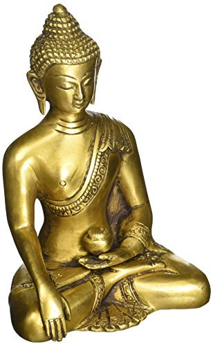 SouvNear Buda estatua- 15,2 Cm - Dorado - Hecho a mano en Latón - Pequeño Figurines - Casa decoración - Sentado estatua de Buda meditando