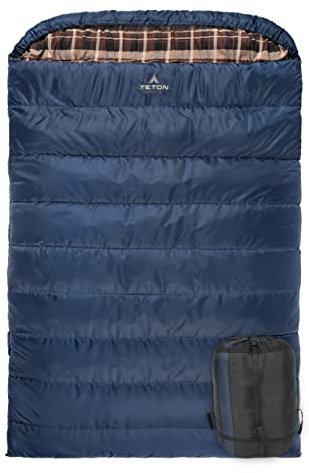 TETON Sports Mammoth - Sacco a pelo matrimoniale - Sacco a pelo doppio - Un sacco caldo per tutta la famiglia - Ottimo sacco a pelo per campeggio, caccia e campo base, sacco a compressione incluso,