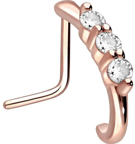 PIERCINGLINE Nasenpiercing aus Chirurgenstahl mit 3 großen Kristallen - Nasenstecker in 4 Farben