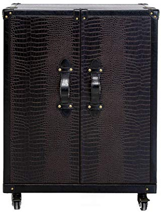 Kare Design Barschrank Globetrotter, Braun, Rollbar, Stauraum, Glashalter, Hausbar, Vintage, Wohnzimmer, Esszimmer, 92x66x45 cm (H/B/T)