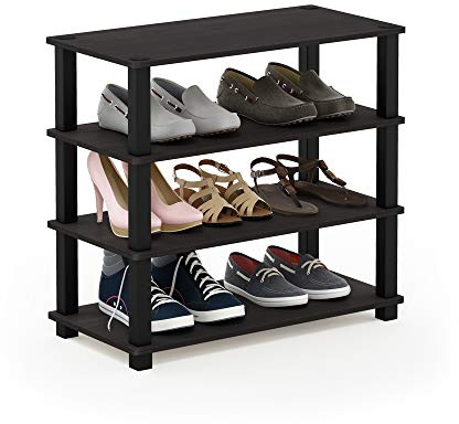 Furinno Turn-S-Tube Schuhregal mit 4 Ebenen, Espresso/Schwarz