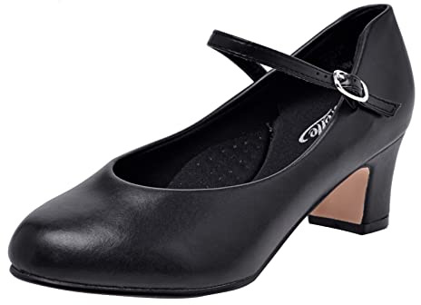 Stelle Character Shoes for Women Dance Shoes 2 Ankle Strap Dancing Heels for Ballroom Salsa Flamenco Latin Work Office Latin (2''Black,10MW)