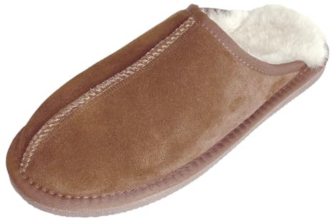 Arthur Cameron - Deluxe 'Michael' Men's Slippers Size 10 - Genuine Comfy Sheepskin Slippers with Lightweight, TPR Hard Rubber Sole