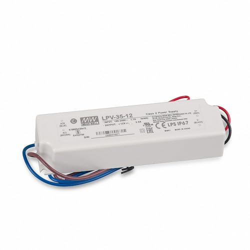 MW MEAN WELL LPV-35-12 - Transformador led (12 V, 3 A, 36 W, IP67)