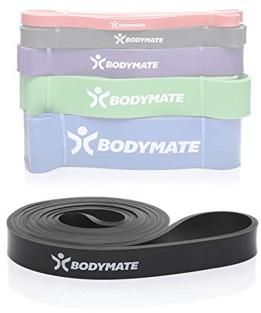 BODYMATE Fitnessband 208 cm, elastiskt motståndsband gjort av naturlig latex, tränar styrka, uthållighet, koordination, flexibilitet och mycket mer, för nybörjare och proffs