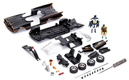 Jada Toys DC Comics Batman Classic TV Series Batmobile DIE-CAST Car Model Kit, 1: 24 Scale Vehicle & 2.75 Collectible Metal Figurine, Build N’ Collect, Black