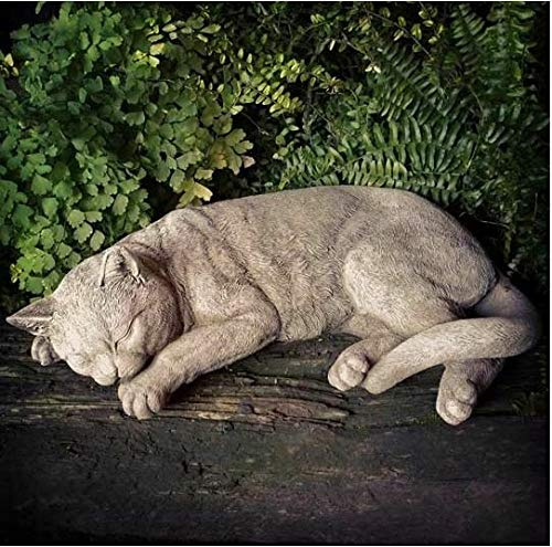 Statue de chat reposant | pierre reconstituée chaton animal en béton pour décoration de jardin