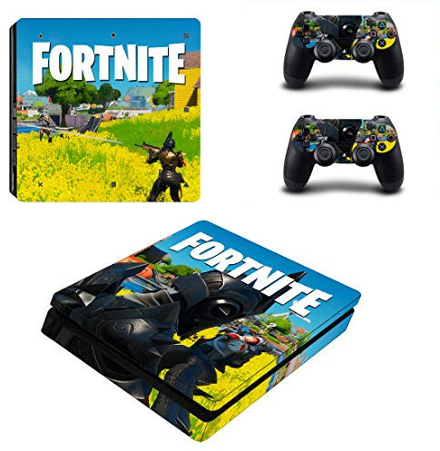 Kompatibel mit PlayStation 4 Slim Fortnite Sniper Konsole Skin, Aufkleber, Vinyl, Aufkleber, Faceplate - Konsole und 2 Controller - Schutzhülle für PS4 Slim
