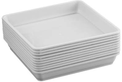 Happyyami Resin Plant Pot Tray 7.28 in Square Plant Saucer 10 pack Flower Pot Tray for Indoor Outdoor Garden Heat-Resistant Drip for Potted Plants