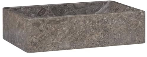 vidaXL Waschbecken 45x30x12cm Marmor Waschschale Waschtisch Aufsatzwaschbecken Waschplatz Handwaschbecken Becken Bad Aufsatzbecken Hochglanz-Grau