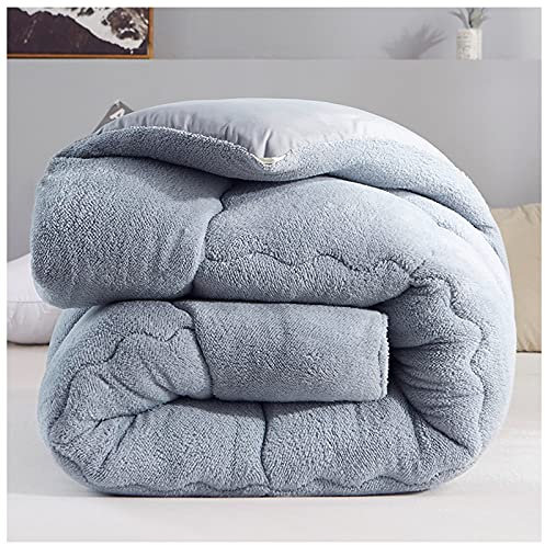 YRRA Duveteux Couette, Épaissir Consolateur Couverture d'hiver en Cachemire d'agneau Épaissi Couette De Lit Doux Et Chaud Literie,Gris,200x230cm（3kg）