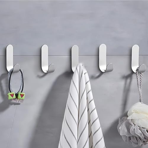 Gerhannery Klebehaken Selbstklebend Handtuchhaken 12 Stück Wandhaken aus Edelstahl, Handtuchhalter Wall Hooks Haken Ohne Bohren, Küchenhaken Kleiderhaken Türhaken Ideal für Bad Toilette Büro