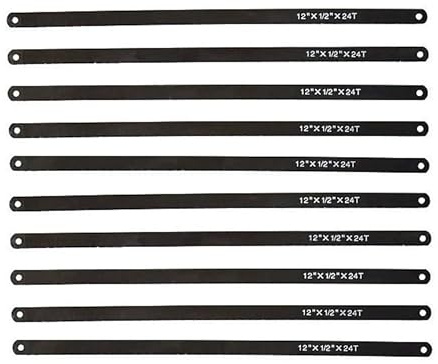 Large Hacksaw Set 12 300mm Heavy Duty Metal Steel Hand Saw Cut Blades 10pc (12 Blades)