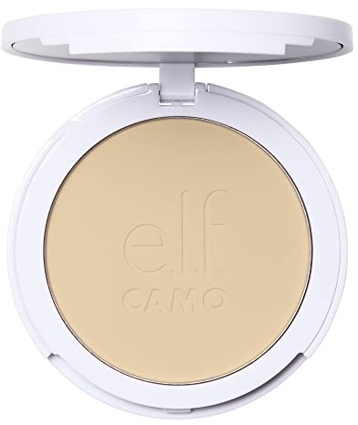 e.l.f. Camo Powder Foundation, Lightweight, Primer-Infused Buildable & Long-Lasting Medium-to-Full Coverage Foundation, Fair 140 W