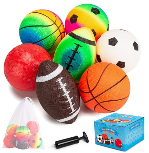 Innotoys Soft Balls for Toddlers Kids 1-3 3-5, Easy to Grip 5 Small Balls 7 Pack, Mini Football Soccer Basketball Playgroundball - First Birthday Gift Baby Toys for Boys Girls