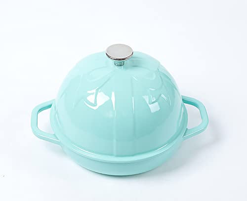 HAWOK Cast Iron Bread Cloche, Dia. 7.8inch/20cm, 0.95qt, Sourdough Baking Pan Enameled Green
