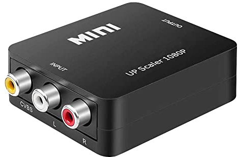OcioDual Adattatore RCA HDMI, RCA to HDMI, Adattatore Scart AV per TV, Convertitore AV to HDTV, Presa Scart per TV, Connessione video PAL/NTSC 1080p per PC, PS1, PS2, N64, HDMI2AV, Colore Nero