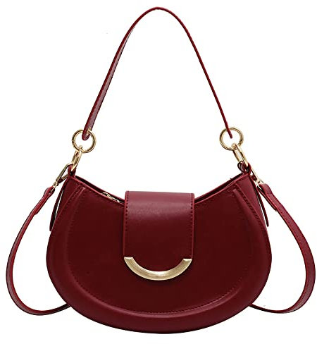 ANNI RIEL Borse a tracolla da donna alla moda borsa in pelle e borsa a tracolla casual per tutti i giorni Tote piccola borsa a mezzaluna, Rosso, small