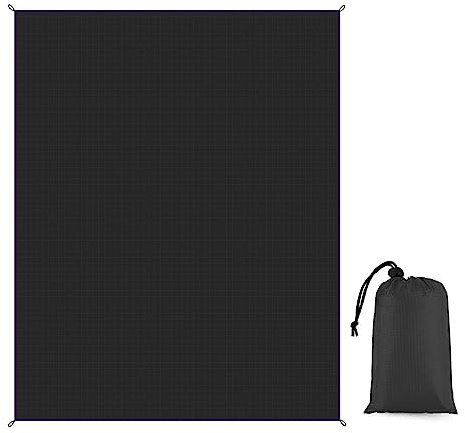 FANSU Strandmatte Outdoor, Picknickdecke Wasserdicht, Picknickdecke 200x200, Stranddecke Sandfrei, Waschbare Stranddecke für Strand, Camping, Picknick, Outdoor (200x200cm,Schwarz)